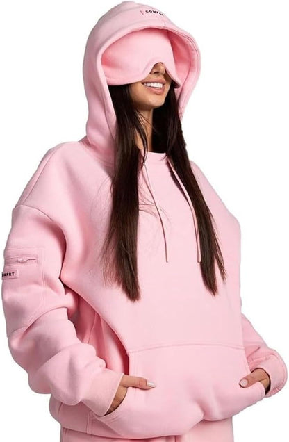 Oversize Sweatshirt with Eye Mask Travel Hoodie