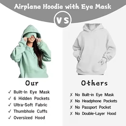 Oversize Sweatshirt with Eye Mask Travel Hoodie