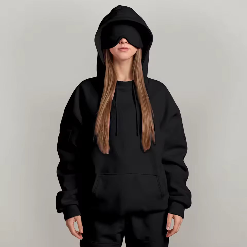 Oversize Sweatshirt with Eye Mask Travel Hoodie