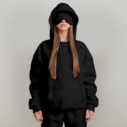 Oversize Sweatshirt with Eye Mask Travel Hoodie