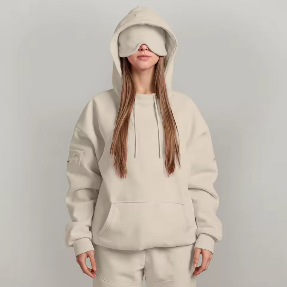 Oversize Sweatshirt with Eye Mask Travel Hoodie
