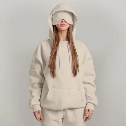 Oversize Sweatshirt with Eye Mask Travel Hoodie