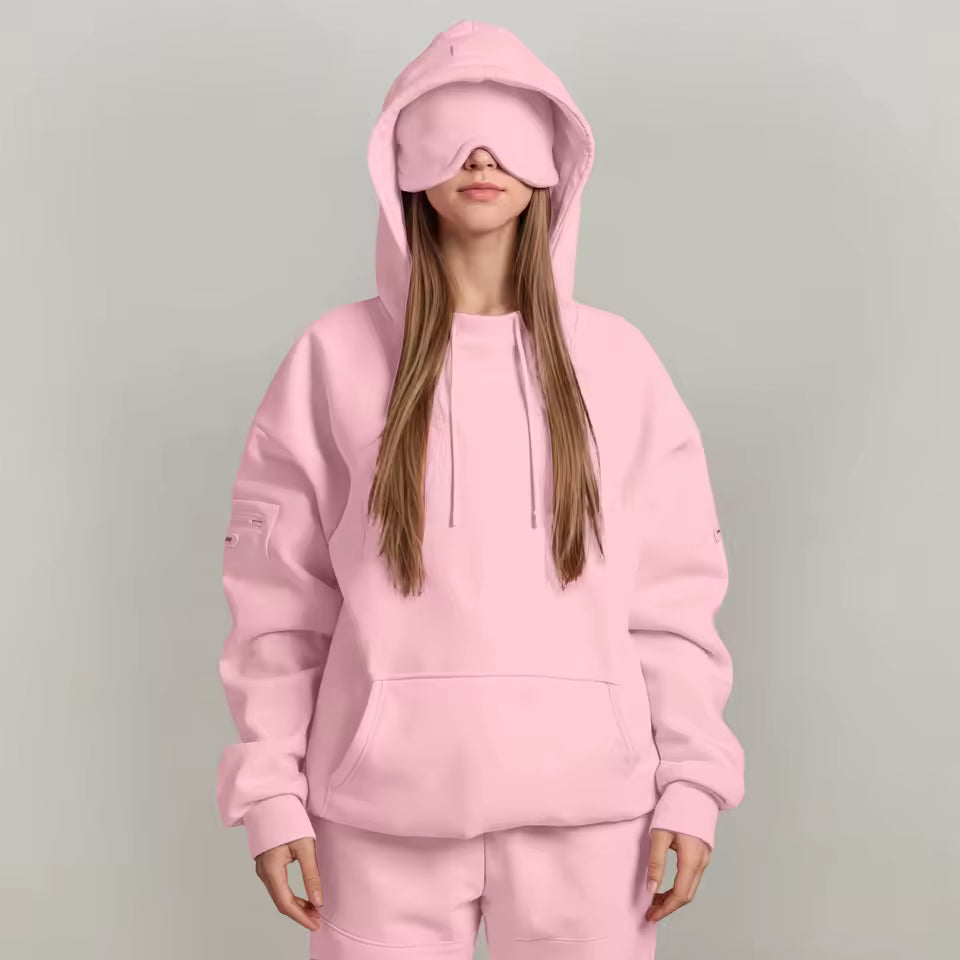 Oversize Sweatshirt with Eye Mask Travel Hoodie