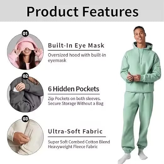 Oversize Sweatshirt with Eye Mask Travel Hoodie