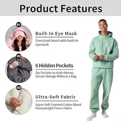 Oversize Sweatshirt with Eye Mask Travel Hoodie